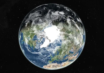 Globe Centred on the North Pole, True Colour Satellite Image